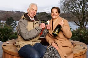 Hannah and Rupert Drury at the £4 million property in the Lake District at Coniston Water. P