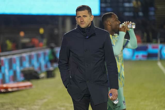 Pompey boss John Mousinho pulled no punches about his team's dreadful Wycombe showing. Pic: Jason Brown/ProSportsImages
