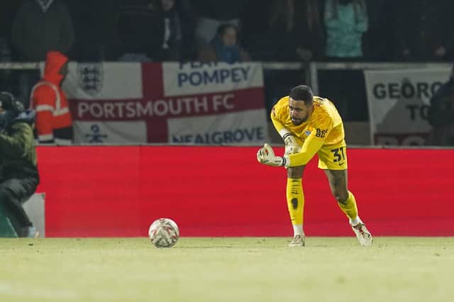 Jordan Archer was handed his second Pompey start in the 2-0 FA Cup defeat at Wycombe. Picture: Jason Brown/ProSportsImages