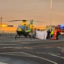 A person was rescued after falling into the sea from a wall in Southsea. Coastguard personnel, paramedics, firefighters, lifeboat crews and an air ambulance were all deployed to the area near Clarence Pier.