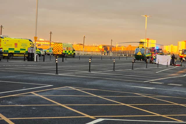 A person was rescued after falling into the sea from a wall in Southsea. Coastguard personnel, paramedics, firefighters, lifeboat crews and an air ambulance were all deployed to the area near Clarence Pier.