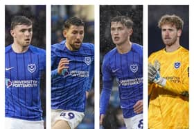 From left to right: Zak Swanson, Callum Lang, Freddie Potts and Nico Schmid all feature in Pompey's top 10 performers according to football data site Opta Analyst.