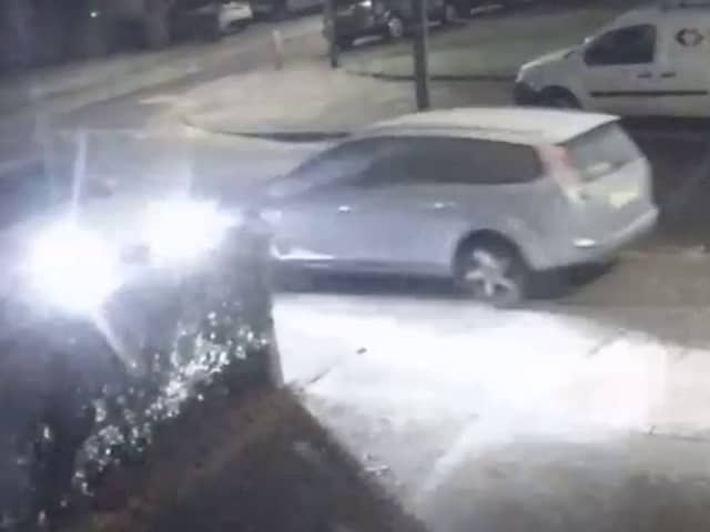A Mercedes-Benz crashed into a parked car and a tree, before fleeing the scene in Dagenham, East London.