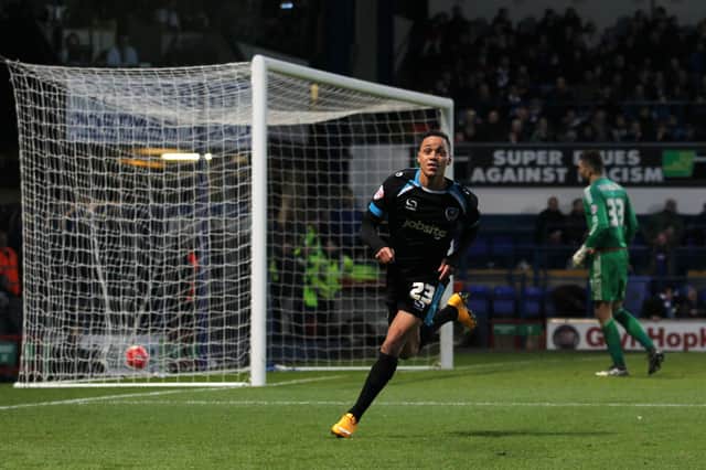 Pompey's Kyle Bennett celebrates scoring in a 2-2 draw in the FA Cup third round draw at Ipswich in January 2016. Picture: Harry Hubbard/Getty Images