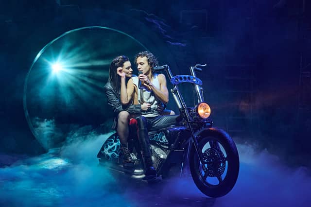 Katie Tonkinson as Raven & Glenn Adamson as Strat in BAT OUT OF HELL, credit Chris Davis Studio