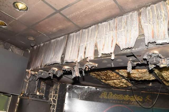Further damage following the arson attack.