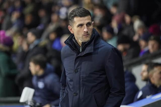 John Mousinho was fuming after Pompey failed to be awarded a penalty at 1-0 down in defeat at Blackburn. Picture: James Brown/ProSportsImages