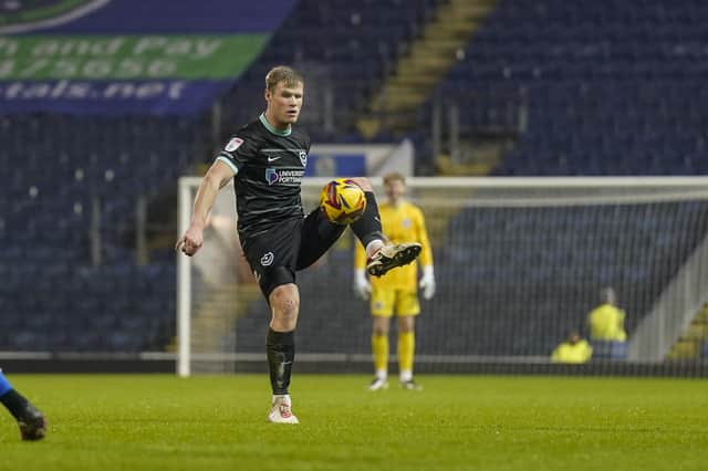 Rob Atkinson was crowned Pompey's man of the match during his 66 minutes against Blackburn. Picture: Jason Brown/ProSportsImages