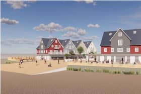 Existing buildings at Beachlands amusement arcade could be demolished to make way for two new identical buildings of shops and flats