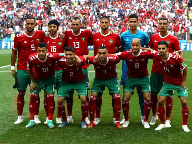 Nordin Amrabat, top row, second from left, played in the 2018 World Cup for Morocco