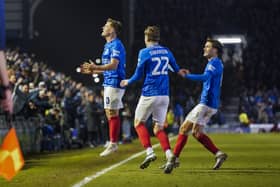 Pompey's Matt Ritchie celebrates his second goal against Middlesbrough. Pic:Jason Brown/ProSportsImages