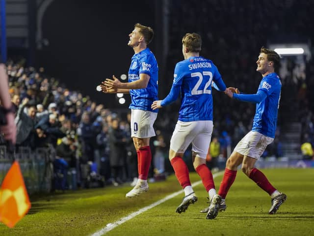 Pompey's Matt Ritchie celebrates his second goal against Middlesbrough. Pic:Jason Brown/ProSportsImages