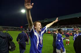 Hayden Foxe help Pompey to the Premier League in 2002-03. Picture: Steve Reid