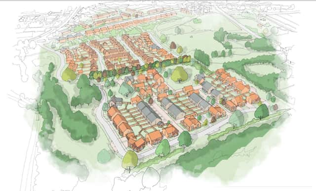 Plans for 60 homes on land at Southwick Road and School Road in Wickham