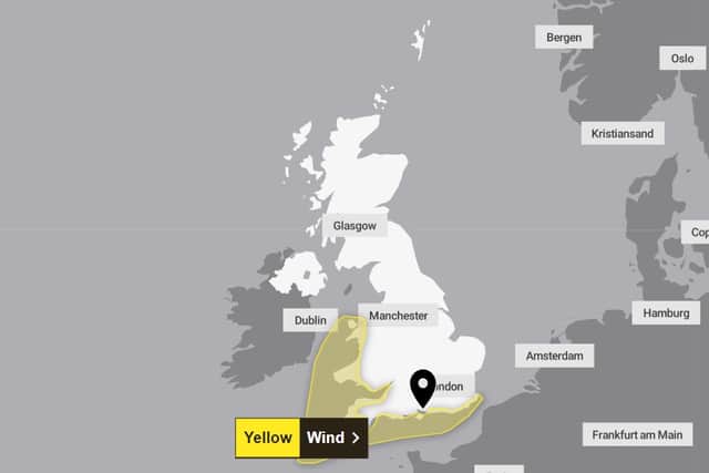 A yellow weather warning has been issued by the Met Office as strong and gusty winds are expected on Thursday, January 23.