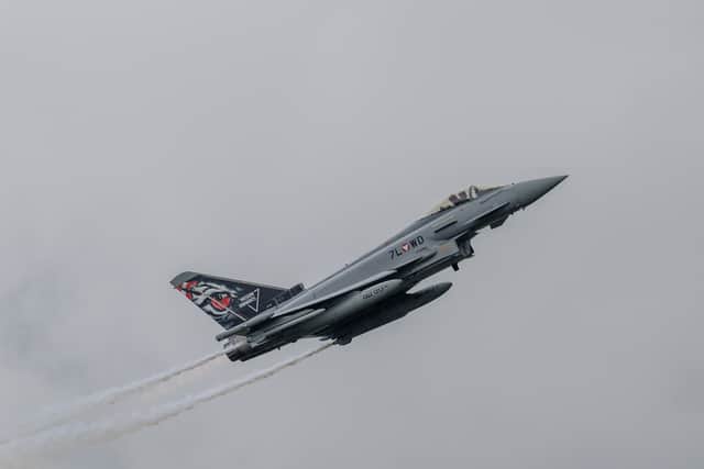 The Ministry of Defence is clamping down on Royal Navy, Army and RAF military secrets from being shared on video game forums such as War Thunder. Pictured is a Eurofighter Typhoon fighter aircraft, after the aircraft's radar system was leaked online.