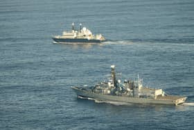 Royal Navy frigate HMS Somerset flanking Russian ship Yantar near UK waters, with Portsmouth-based ship HMS Tyne also deployed to keep her eyes on the vessel.