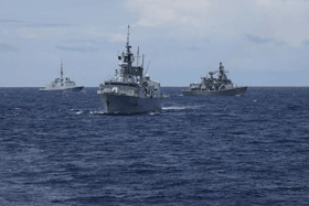 HMS Spey joined France Flagship. aircraft carrier FS Charles de Gaulle, alongside French Carrier Strike Group, for Exercise La Pérouse in the Indo-Pacific.