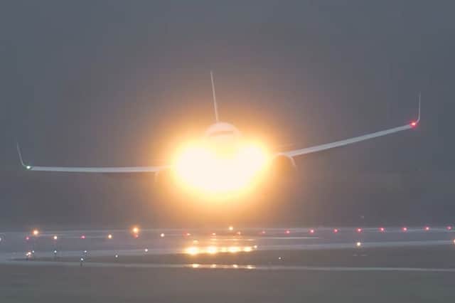 Ryanair flight experiences windy landing at Edinburgh Airport during Storm Éowyn.