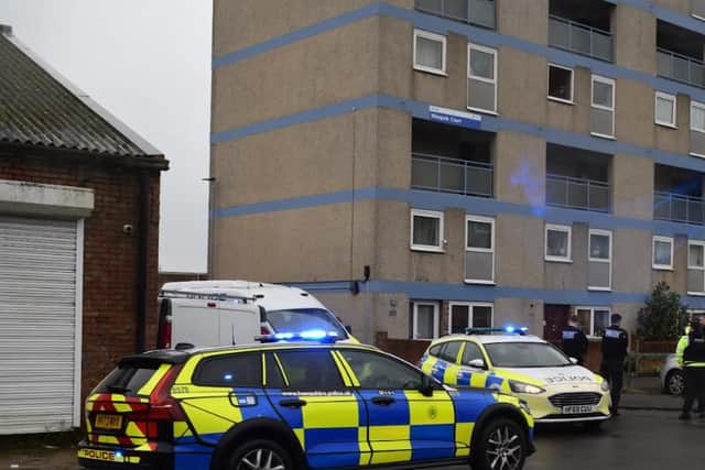 Police presence near Farmfoods in Fratton on Sunday 