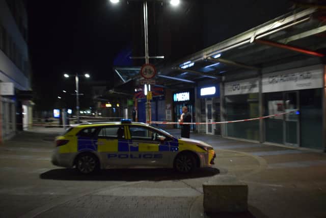Police cordon in Commercial Road on Saturday 