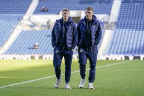 Owen Moxon, right, with Pompey team-mate Terry Devlin
