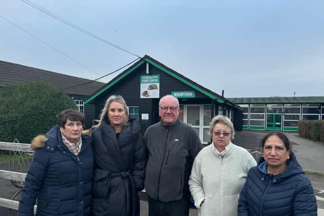 Caroline Dinenage was joined outside Stubbington Study centre by Fareham Borough Council councillors Steve Dugan, Pal Hayre, Kay Mandry, and Jacquie Needham