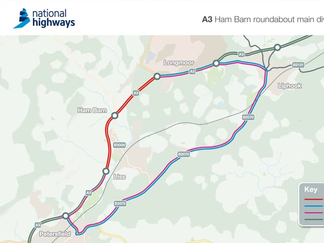 A3 Ham Barn Roundabout diversion route