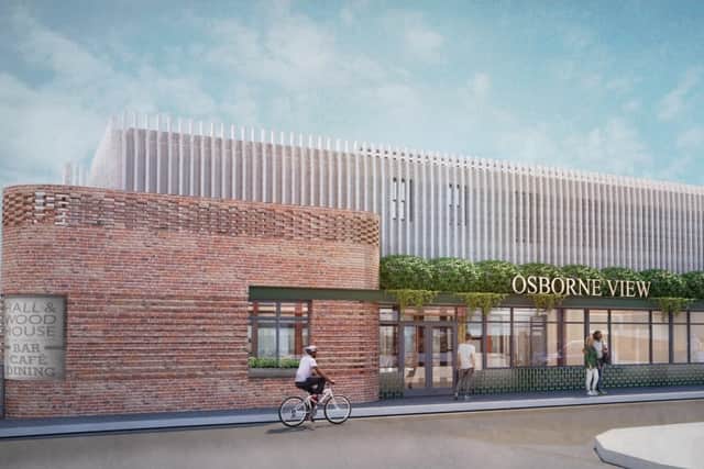 An artist's impression of the new look for Osborne View pub, looking from Solent Road