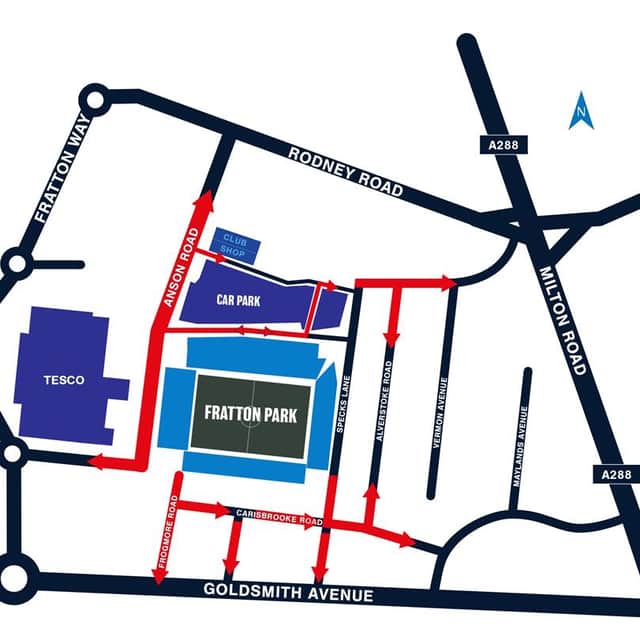 Police have confirmed that Specks Lane will be closed off to Pompey fans this evening as they prepare to welcome Pompey fans for a third time this season. The red arrows show direction Pompey fans can take after the game.
