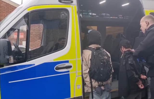 Men quizzed by police in Fratton on Sunday 