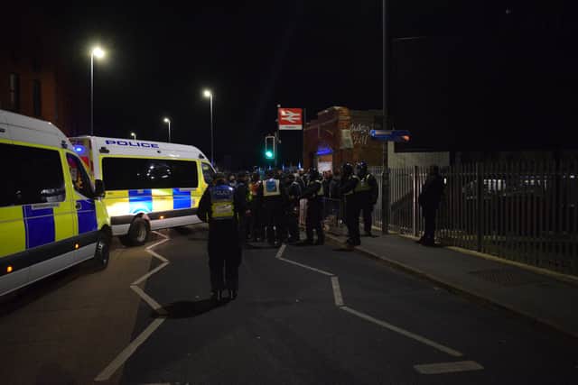 Police in Fratton after Portsmouth v Millwall game