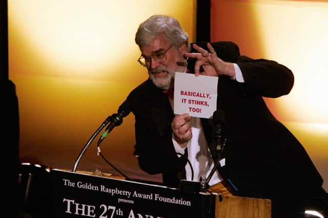 Presenter John Wilson announces the winner for  "Worst Picture",  "Basic Instinct 2" announced as "Basically it Stinks Too" during the Razzie Awards in Hollywood, CA, 24 February 2007.