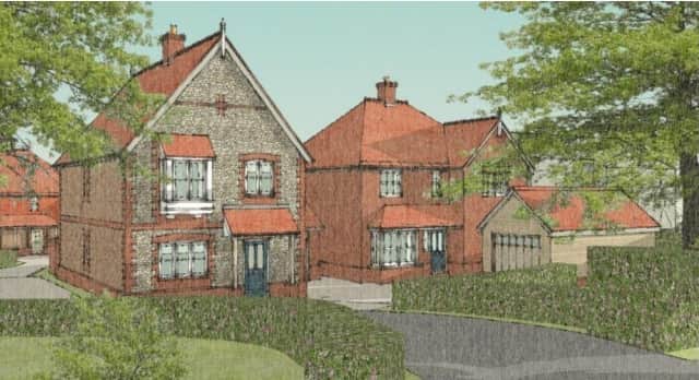 An artist's impression of the new homes at Long Copse Lane, Emsworth, which could be built if an existing house is demolished