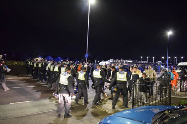 Police keep order after Portsmouth v Millwall match