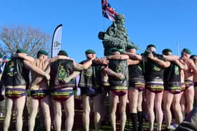 Royal Marines & Supporters at the Cold Dip Commando: The Timspiration Tour in Eastney