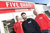 (l-r) Owners George Purnell, Kiron Chowdhury and Kas Miah have opened Five Bhais, an Indian smashburgers takeaway in London Road, Cowplain.