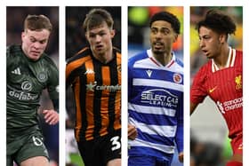 From left to right: Celtic's Daniel Cummings, Hull's Joe Gelhardt, Reading's Harvey Knibbs and Liverpool's Kaide Gordon have all been linked with Pompey in and around the January transfer window.