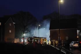 Firefighters on the scene of the fire at the home in Bruce Gardens in Waterlooville