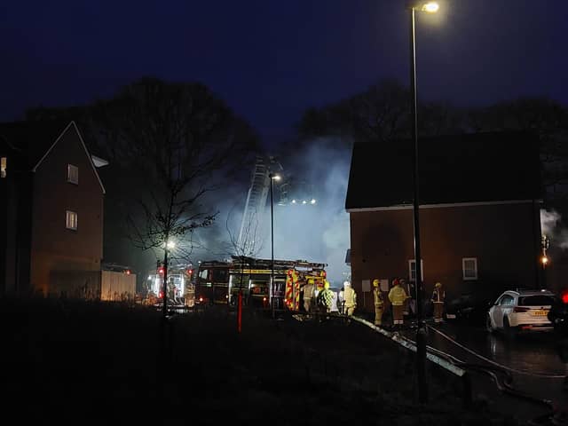 Firefighters on the scene of the fire at the home in Bruce Gardens in Waterlooville