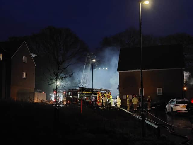 Firefighters on the scene of the fire at the home in Bruce Gardens in Waterlooville