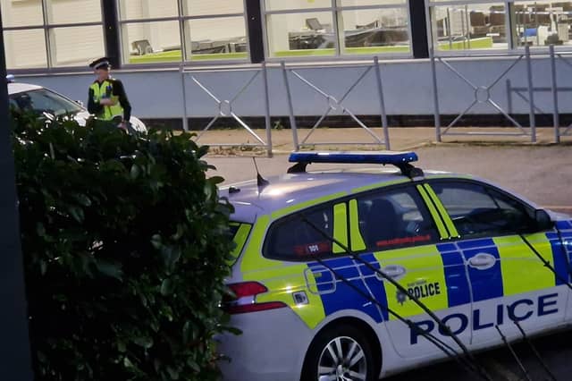 Police remain at the scene at All Saints School, Sheffield