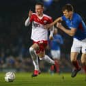 Cauley Woodrow (L) has left Pompey's relegation rivalsLuton Town to join Blackburn Rovers on loan. Pompey host Blackburn on March 29.