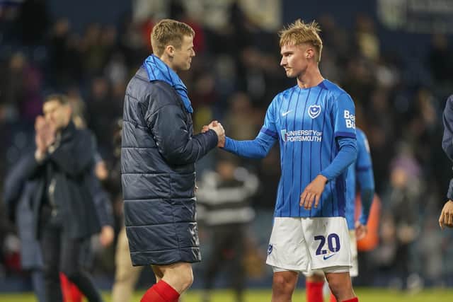 Rob Atkinson, left, congratulates Thomas Waddingham following his goal against West Brom at the Hawthorns