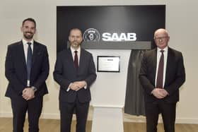 The secretary of state for business and trade, Rt Hon Jonathan Reynolds, officially opened Saab UK's state-of-the-art facility in Fareham. He joined Managing director of Saab UK, Andy Fraser, and Saab president and CEO Micael Johansson to open the three building campus.
Picture: Sarah Standing (040225-9257)