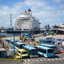 A new ferry service between Portsmouth and Jersey has been overshadowed by a war of words between Brittany/Condor Ferries, DFDs and Jersey's economic minister. Pictured: Cruise ship Spirit of Discovery at Portsmouth port.