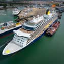The new ferry service between Portsmouth and Jersey could just be the start with expansion possible, according to th Island's Deputy Chief Minister Kirsten Morel. Pictured: Saga's "Spirit of Discovery" cruise ship at Portsmouth International Port on August 20, 2023.