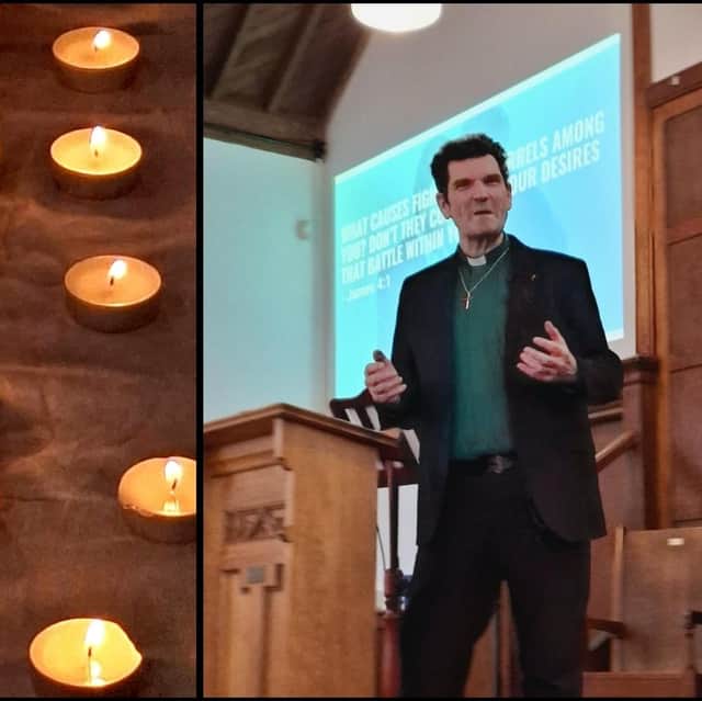 Candles were lit for peace and reverend Sean Blackman gave a talk on how we should be quick to listen, slow to speak and slow to become angry.
