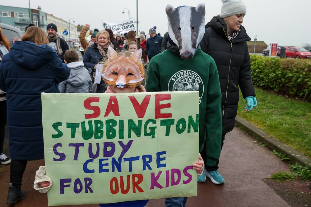 A protest has been part of the movement against Hampshire County Council’s plan to close Stubbington Study Centre