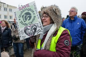 Liz Roebuck at the march to save Stubbington Study Centre